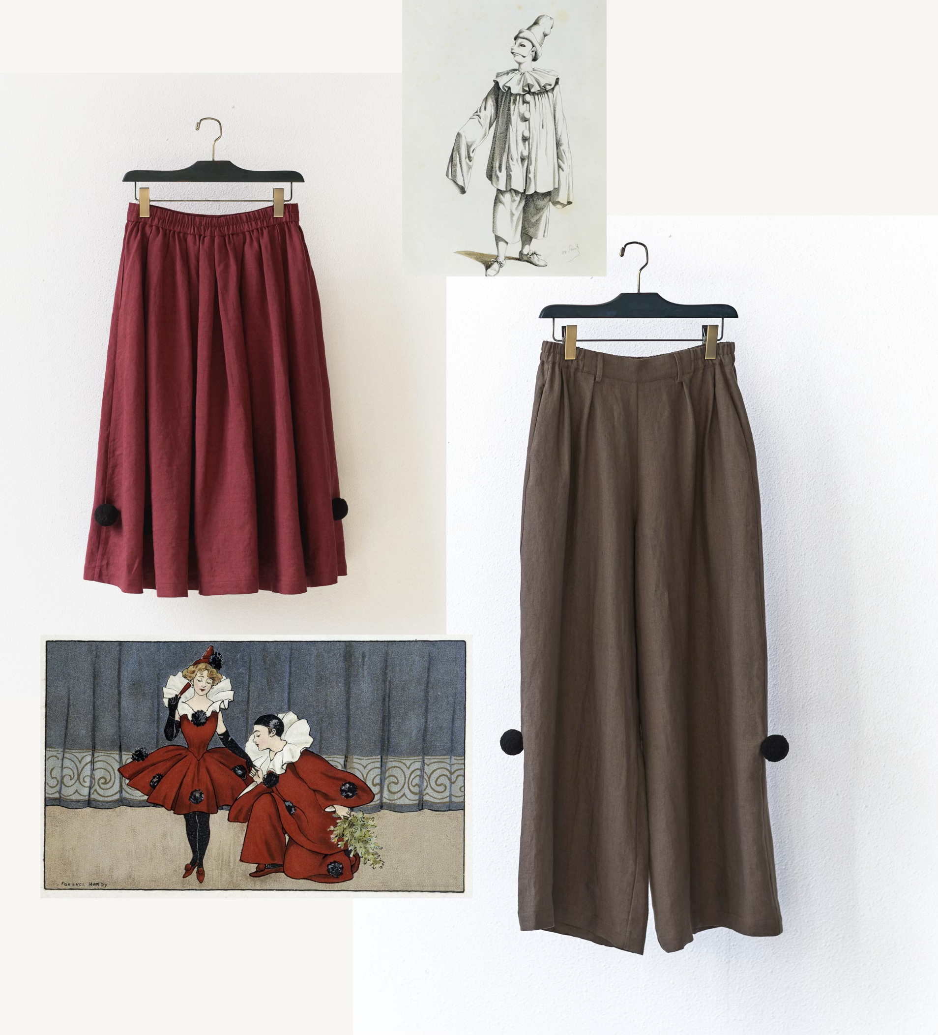 Between Acts pierrot research and garment collage