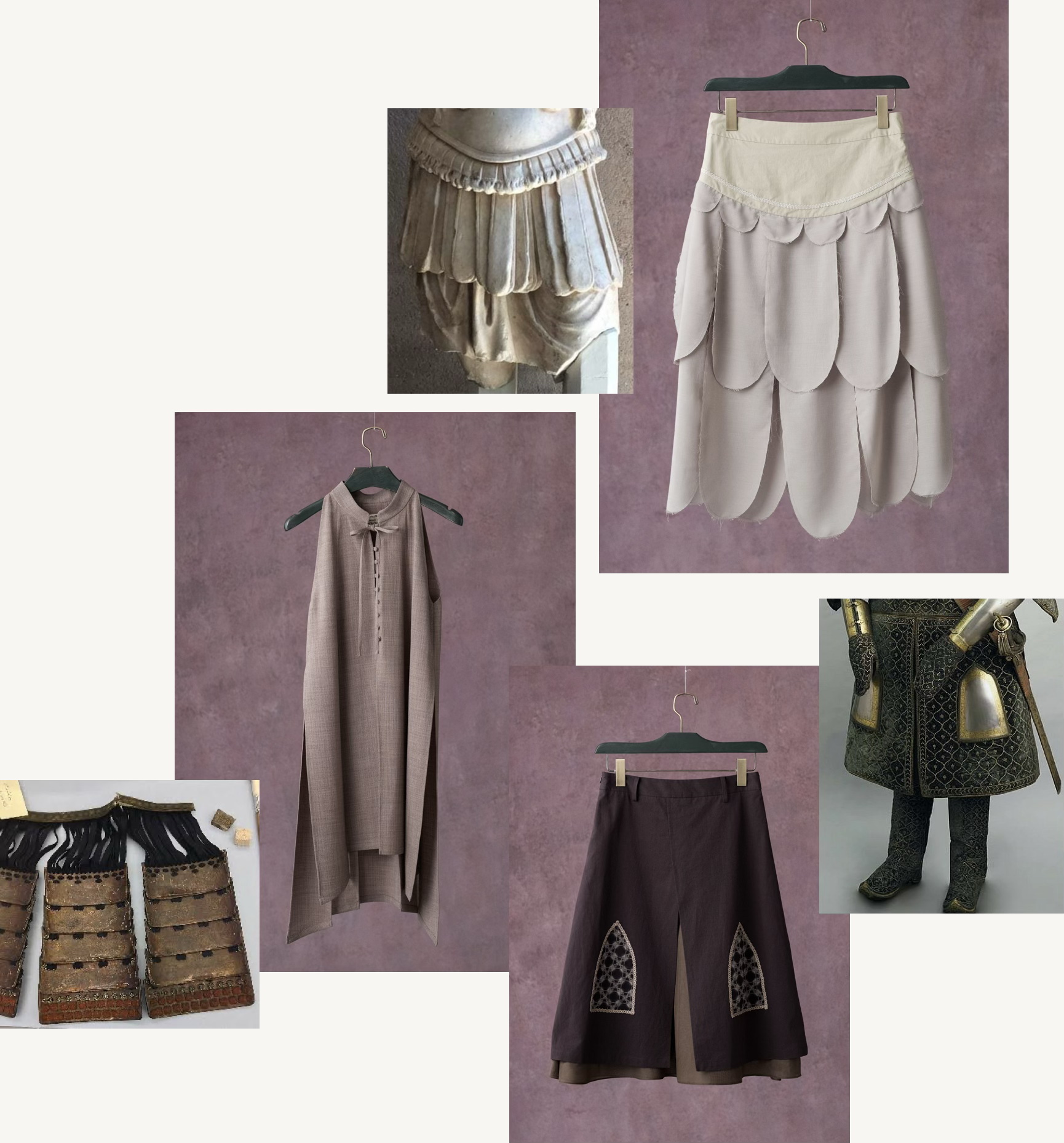 Between Acts lappet research and garment collage